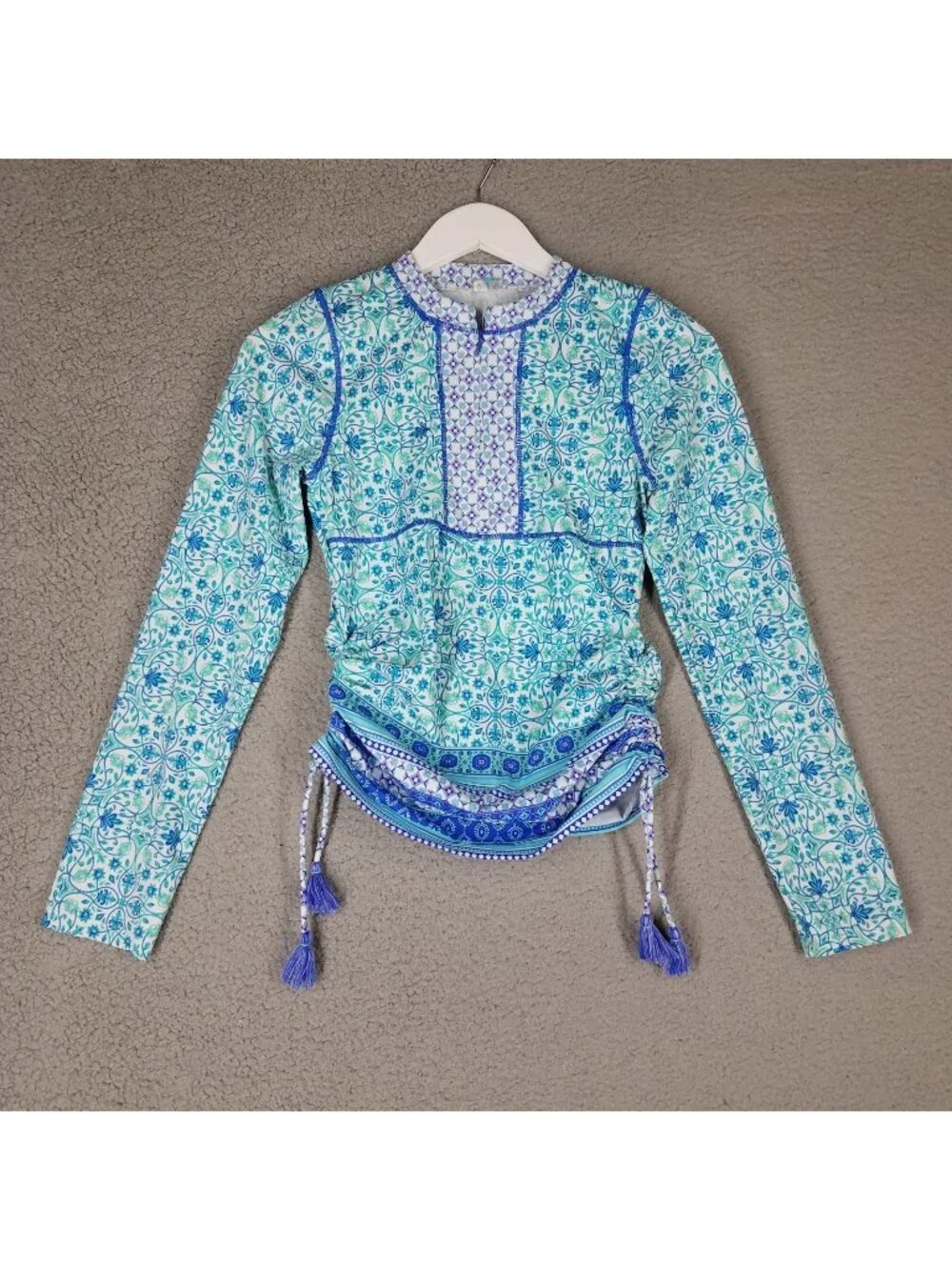 Cabana Life Rashgaurd Girl's Youth 14 Swim Paisley Floral Sun Protection Beach